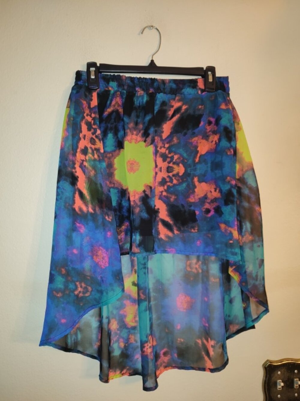 Women's Hurley Blue Yellow Red Layered Asymmetrical Skirt Size S